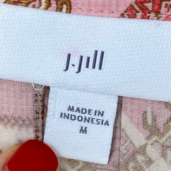 J.Jill peach Neutral tones Geometric pattern pop over top size M - Picture 14 of 15